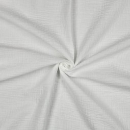 Tissu double gaze de coton - Une bordure feston blanc