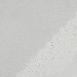 Tissu double gaze de coton - Une bordure feston blanc