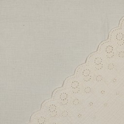 Tissu double gaze de coton - Une bordure feston écru