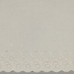 Tissu double gaze de coton - Une bordure feston écru