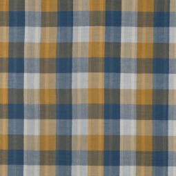 Tissu double gaze de coton - double face carreaux bleu