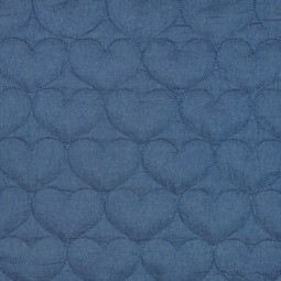 Tissu matelassé denim - Coeur jean bleu