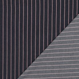 Tissu denim - Brut à rayures bleu foncé