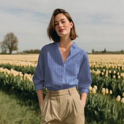 Tissu denim - Brut à rayures bleu foncé