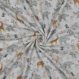Tissu double gaze - Bébé animaux