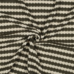 Tissu maille tricotée - Rayure vert