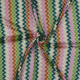 Tissu maille crocheté - zigzag multicolore