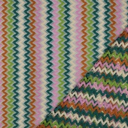 Tissu maille crocheté - zigzag multicolore