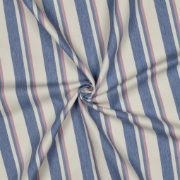 Tissu denim - Rayures roses