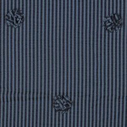 Tissu viscose - Rayures fleurs bleu marine