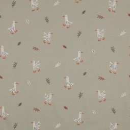 Tissu popeline - Animaux de la ferme sauge