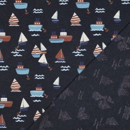 Tissu jersey - Bateaux bleu