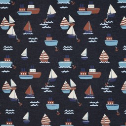 Tissu jersey - Bateaux bleu