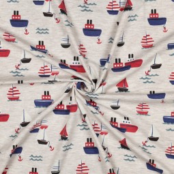 Tissu jersey - Bateaux sable