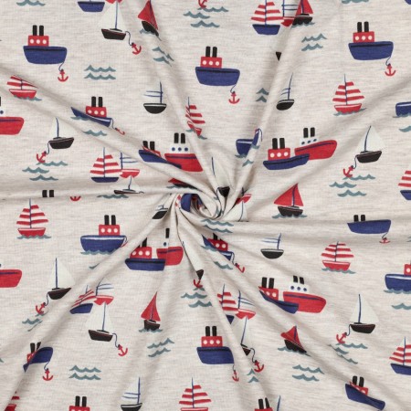 Tissu jersey - Bateaux sable