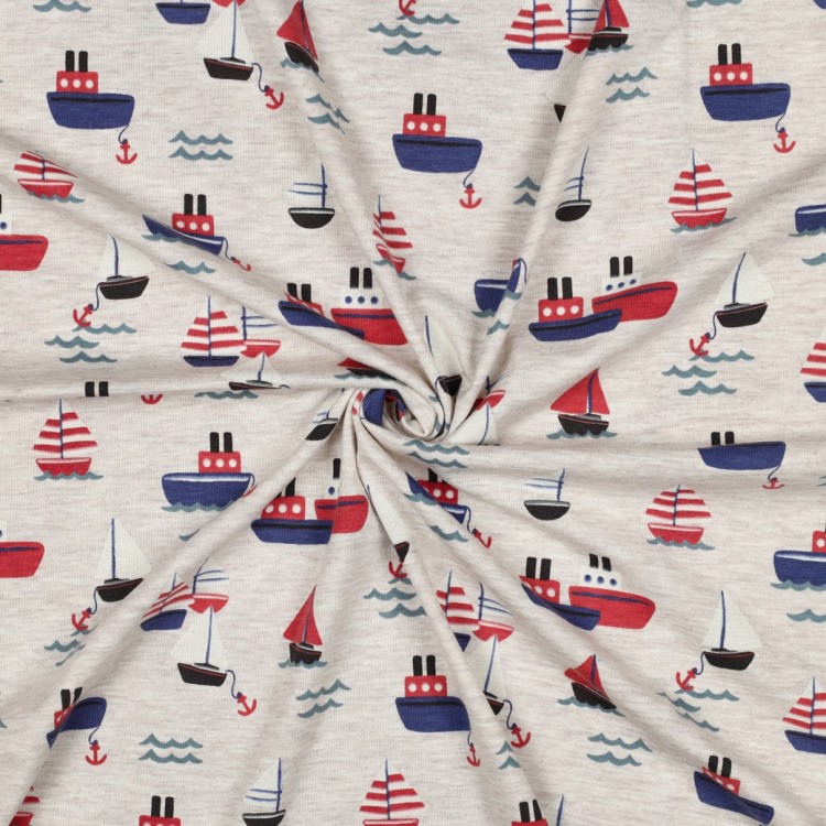 Tissu jersey - Bateaux sable