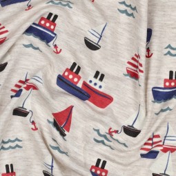 Tissu jersey - Bateaux sable