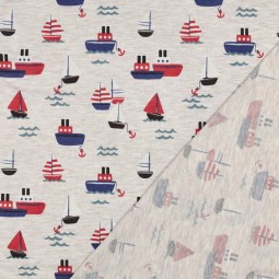 Tissu jersey - Bateaux sable