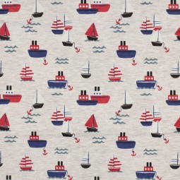 Tissu jersey - Bateaux sable