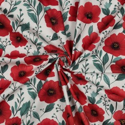 Tissu popeline - Coquelicots