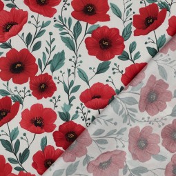 Tissu popeline - Coquelicots