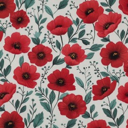 Tissu popeline - Coquelicots
