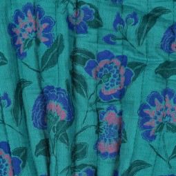 Tissu coton matelassé - Indien bleu rose