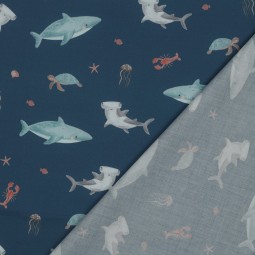 Tissu popeline - Fonds marins