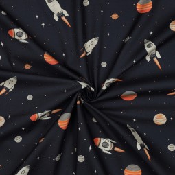 Tissu popeline - Espace bleu marine