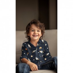 Tissu popeline - Espace bleu marine