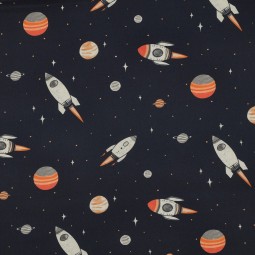 Tissu popeline - Espace bleu marine