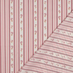 Tissu popeline - Fleur rayure rose