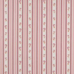 Tissu popeline - Fleur rayure rose