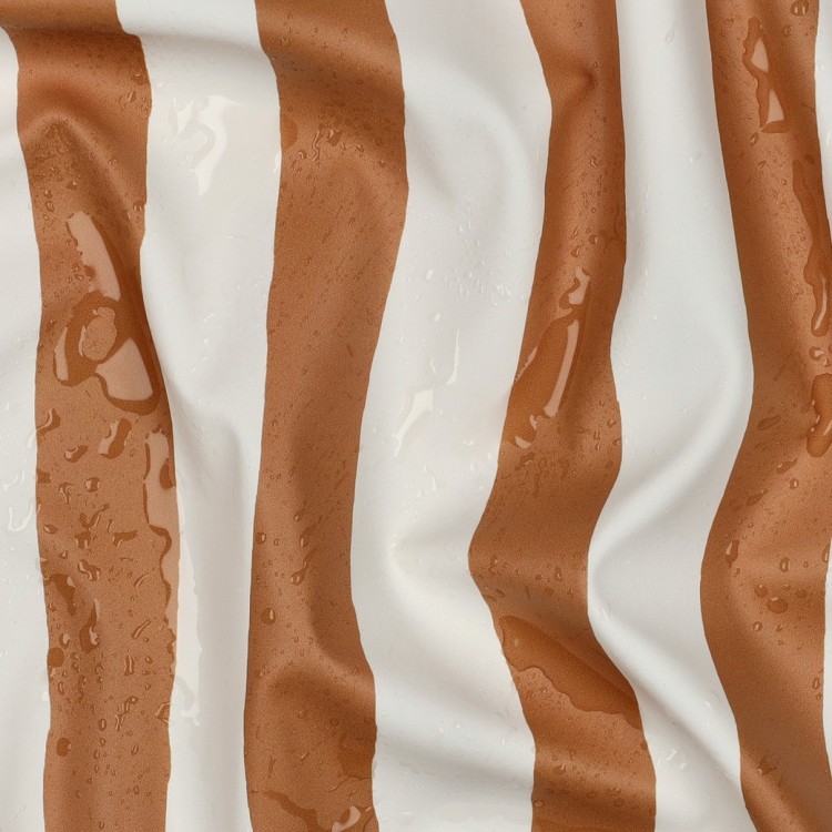 Tissu déperlant - Toile imper rayé marron blanc