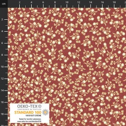 Tissu fantaisie - Fleur de France - Fleurs fond rouge foncé