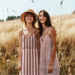 Tissu viscose - rayures orange