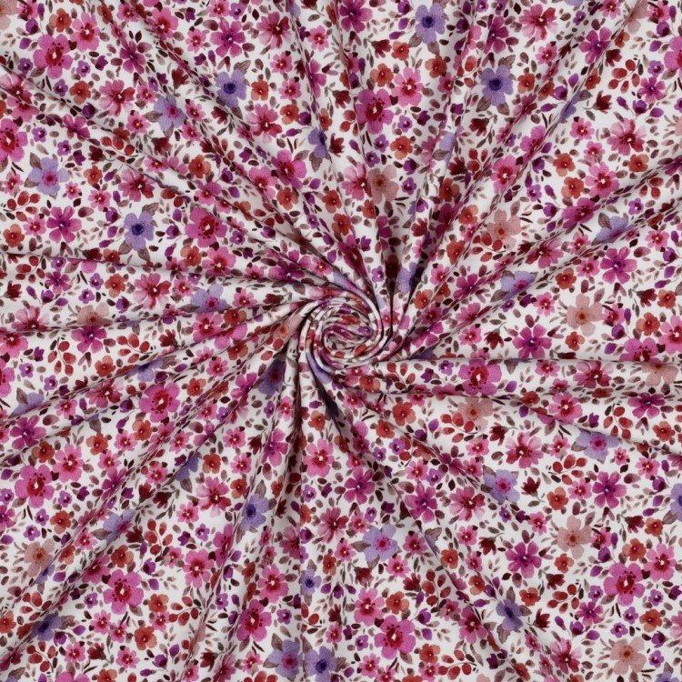 Tissu jersey - Fleurs fuchsia