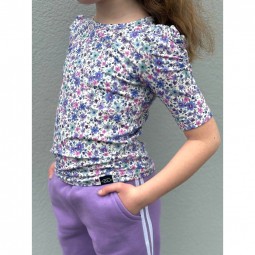 Tissu jersey - Fleurs violet