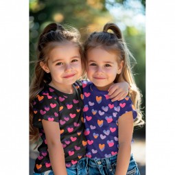 Tissu jersey - Coeur néon