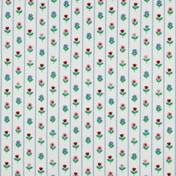 Tissu jersey côtelé - Rayures fleurs