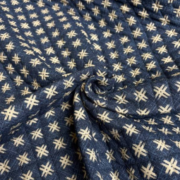 Tissu matelassé japonais - Kurenai croix denim