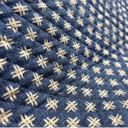 Tissu matelassé japonais - Kurenai croix denim
