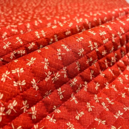 Tissu matelassé japonais - Kurenai libellule rouge