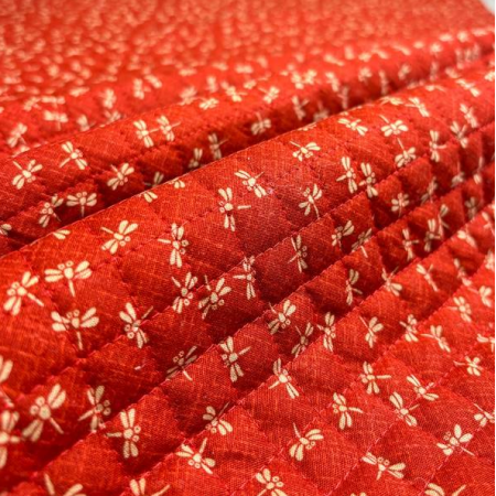Tissu matelassé japonais - Kurenai libellule rouge