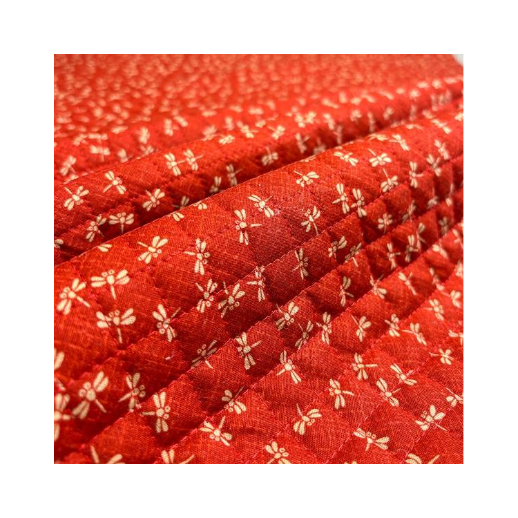 Tissu matelassé japonais - Kurenai libellule rouge