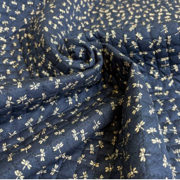 Tissu matelassé japonais - Kurenai libellule bleu