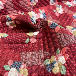 Tissu matelassé japonais - Kurenai patch rouge