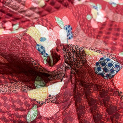 Tissu matelassé japonais - Kurenai patch rouge