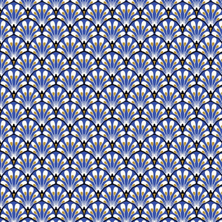 Tissu cretonne - Gaudi bleu encre