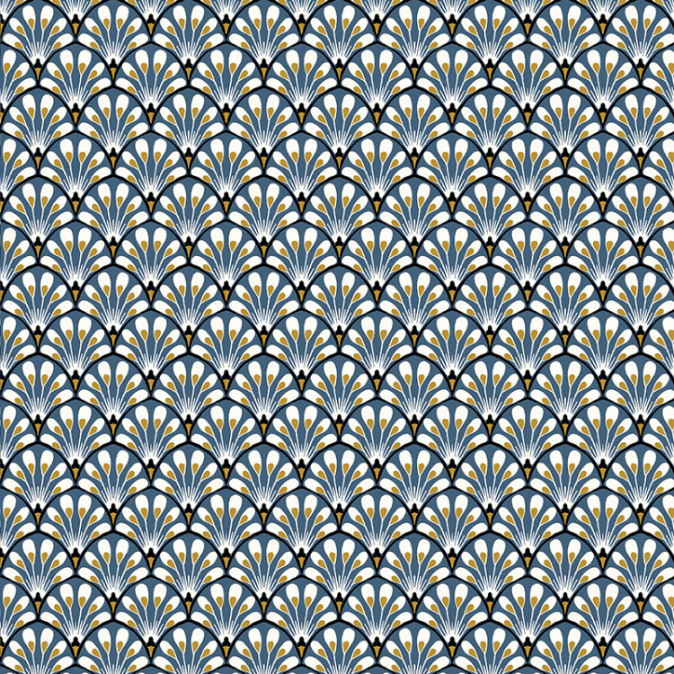 Tissu cretonne - Gaudi bleu